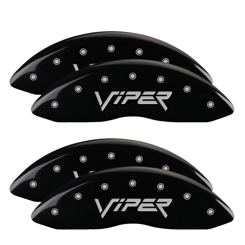 Load image into Gallery viewer, MGP 4 Caliper Covers Engraved Front &amp; Rear Gen 2/Viper Black finish silver ch
