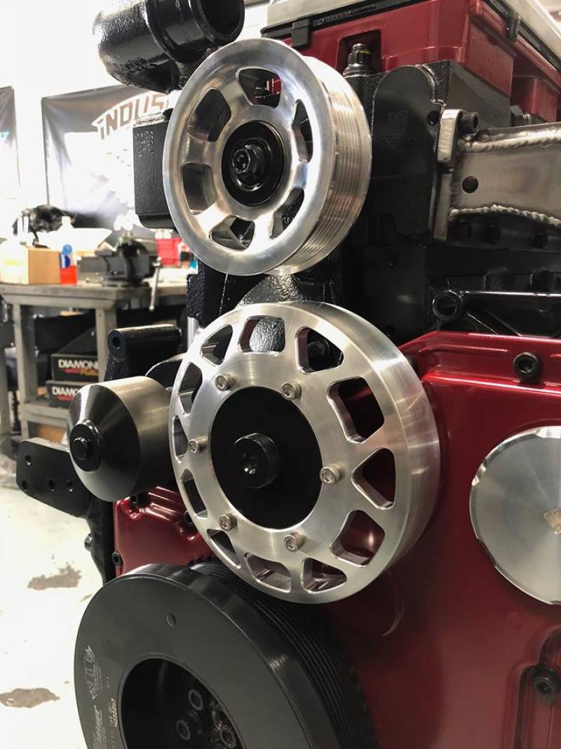 Load image into Gallery viewer, Industrial Injection 07-18 Dodge Cummins 5.9L/6.7L Common Rail Billet Pulley Kit
