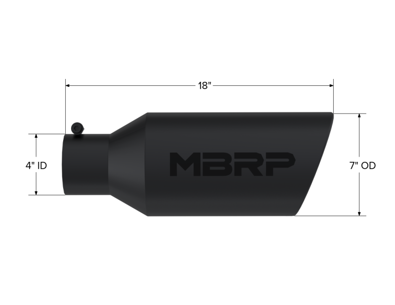 Load image into Gallery viewer, MBRP Universal Exhaust Tip 7in O.D. Rolled End 4in Inlet 18in Length - Black
