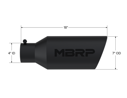 MBRP Universal Exhaust Tip 7in O.D. Rolled End 4in Inlet 18in Length - Black