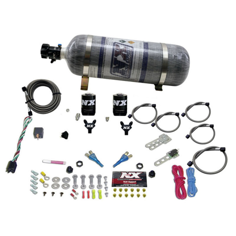 Load image into Gallery viewer, Nitrous Express Dual Nozzle Sport Compact Nitrous Kit (35-50-75HP) w/12lb Bottle
