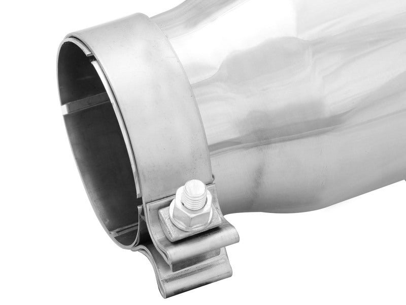 Load image into Gallery viewer, aFe MACHForce-XP 304 Stainless Steel Polished Exhaust Tip 3.5in x 4.5in Out x 12in L Clamp-On
