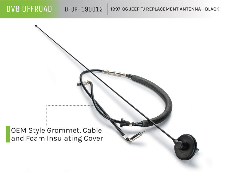 Load image into Gallery viewer, DV8 Offroad 1997-06 Jeep TJ Replacement Antenna Black
