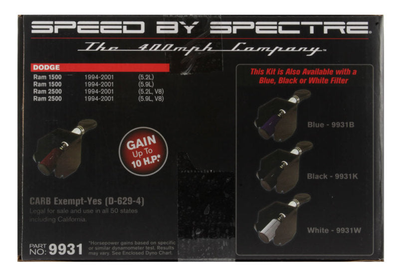 Load image into Gallery viewer, Spectre 94-01 Dodge RAM 1500/2500 V8-5.2/5.9L F/I Air Intake Kit - Polished w/Red Filter
