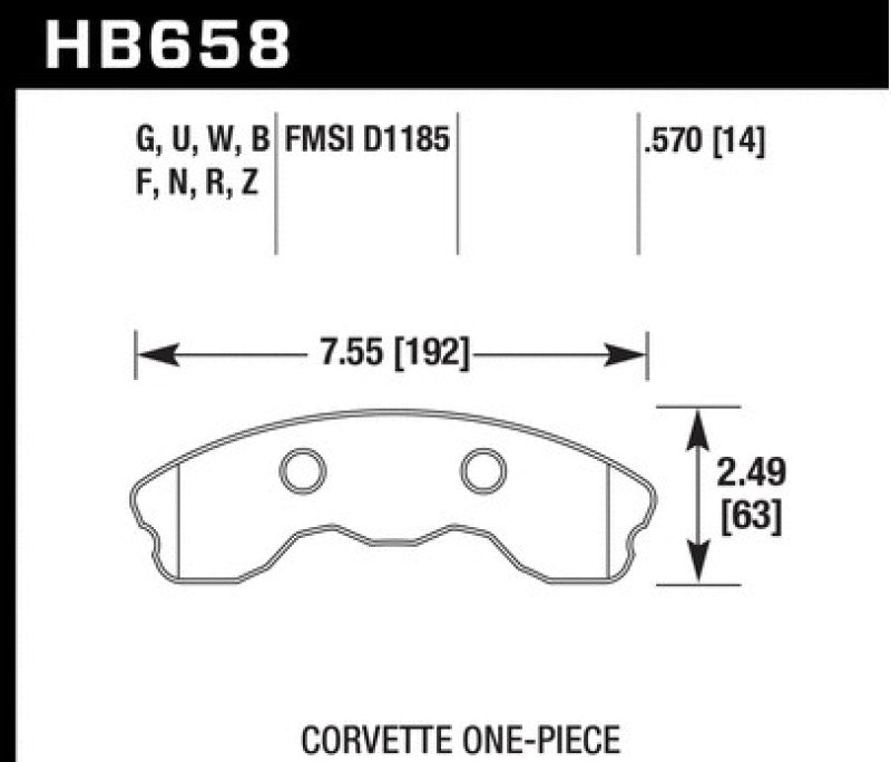 Load image into Gallery viewer, Hawk 2010-2013 Chevy Corvette Grand Sport (One-Piece Pads) ER-1 Motorsports Front Brake Pads
