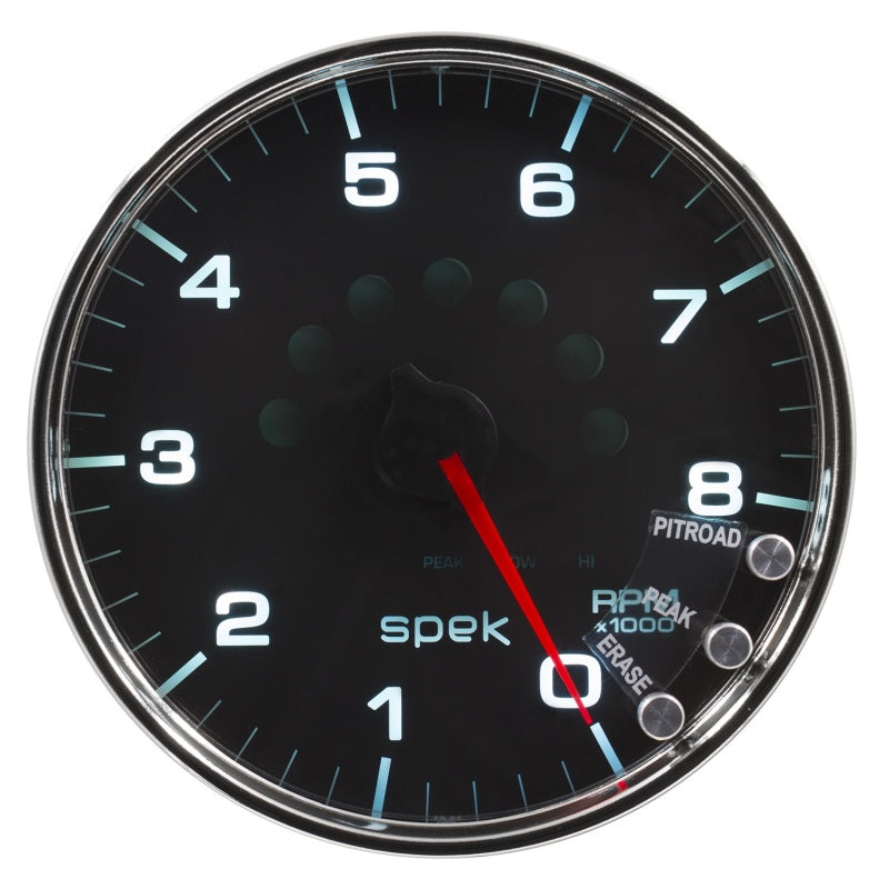Load image into Gallery viewer, Autometer Spek-Pro Gauge Tachometer 5in 8K Rpm W/Shift Light &amp; Peak Mem Black/Chrome
