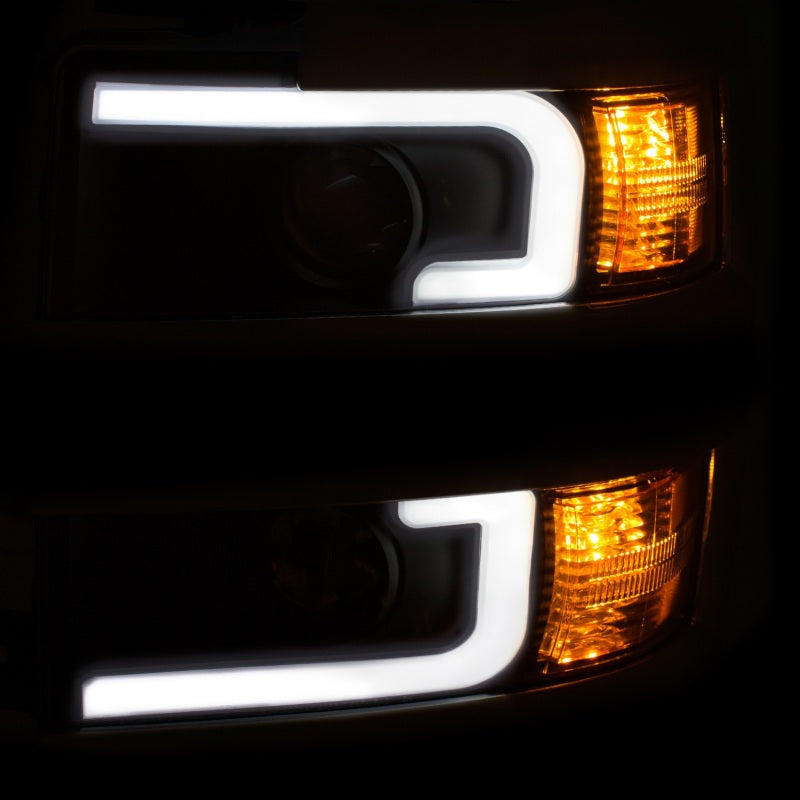 Load image into Gallery viewer, ANZO 2015-2016 Chevrolet Silverado Projector Headlights w/ Plank Style Design Black w/ Amber
