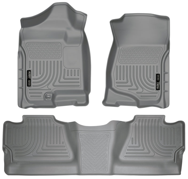 Load image into Gallery viewer, Husky Liners 07-12 Chevy Silverado/GMC Sierra Crew Cab WeatherBeater Combo Gray Floor Liners

