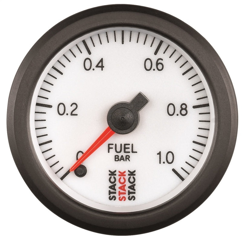 Load image into Gallery viewer, Autometer Stack 52mm 0-1 Bar M10 Male Pro Stepper Motor Fuel Pressure Gauge - White
