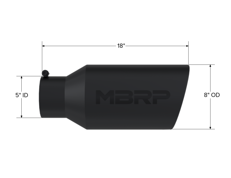 Load image into Gallery viewer, MBRP Universal Tip 8in OD Rolled End 5in Inlet 18in Length T304 - Black
