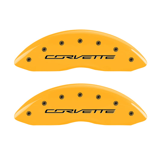 MGP 4 Caliper Covers Engraved Front & Rear C7/Corvette Yellow finish black ch