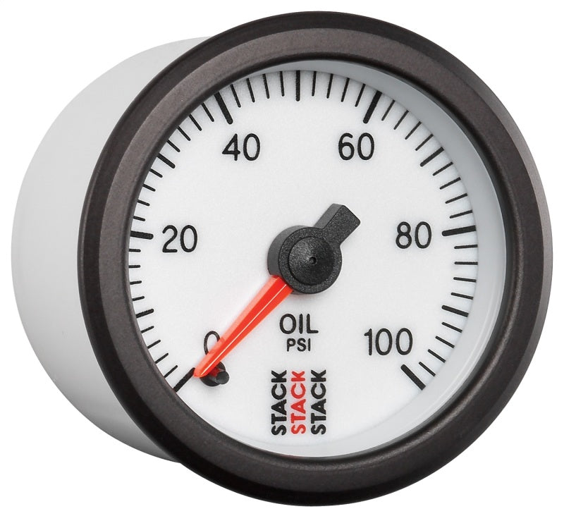 Load image into Gallery viewer, Autometer Stack 52mm 0-100 PSI 1/8in NPTF Male Pro Stepper Motor Oil Pressure Gauge - White

