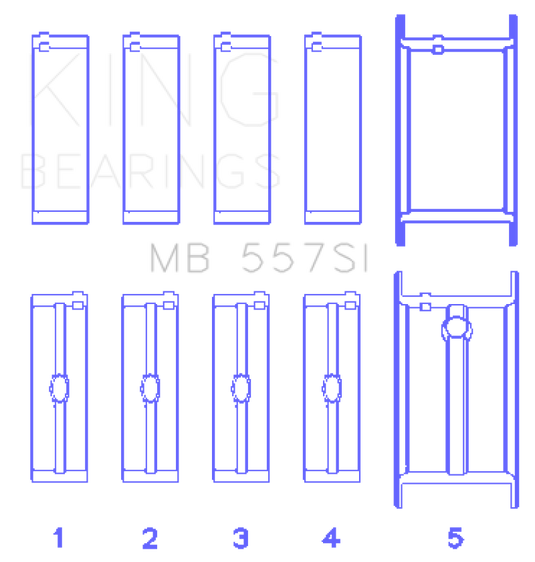King Engine Bearings Small Block Chevy (Size STDX) Silicon Aluminum Bi-Metal Main Bearing Set
