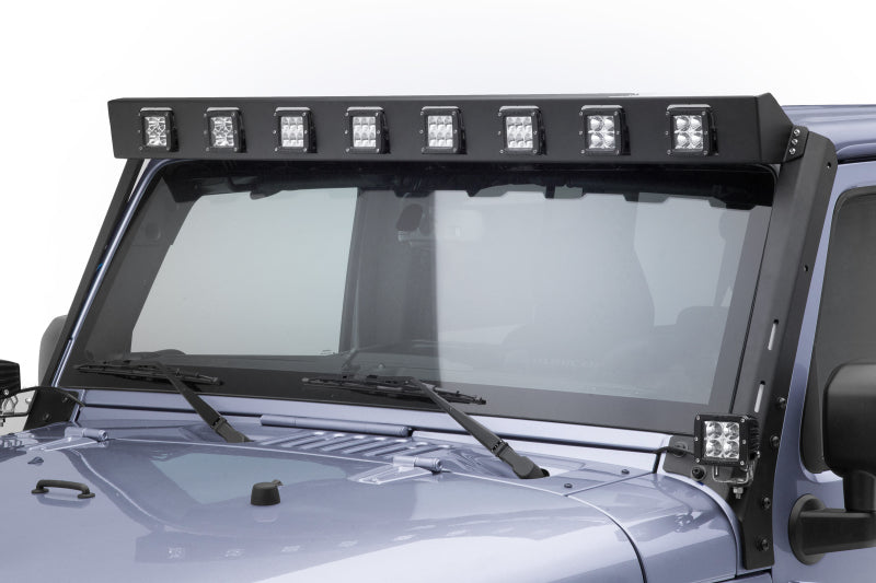 Load image into Gallery viewer, Go Rhino 07-18 Jeep Wrangler JK WLF Windshield Light Mount Frame - Eight Cube Lights
