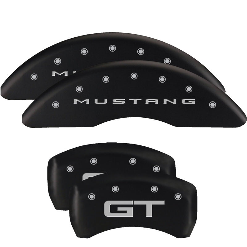 Load image into Gallery viewer, MGP 4 Caliper Covers Engraved Front &amp; Rear Tiffany Snake Black finish silver ch
