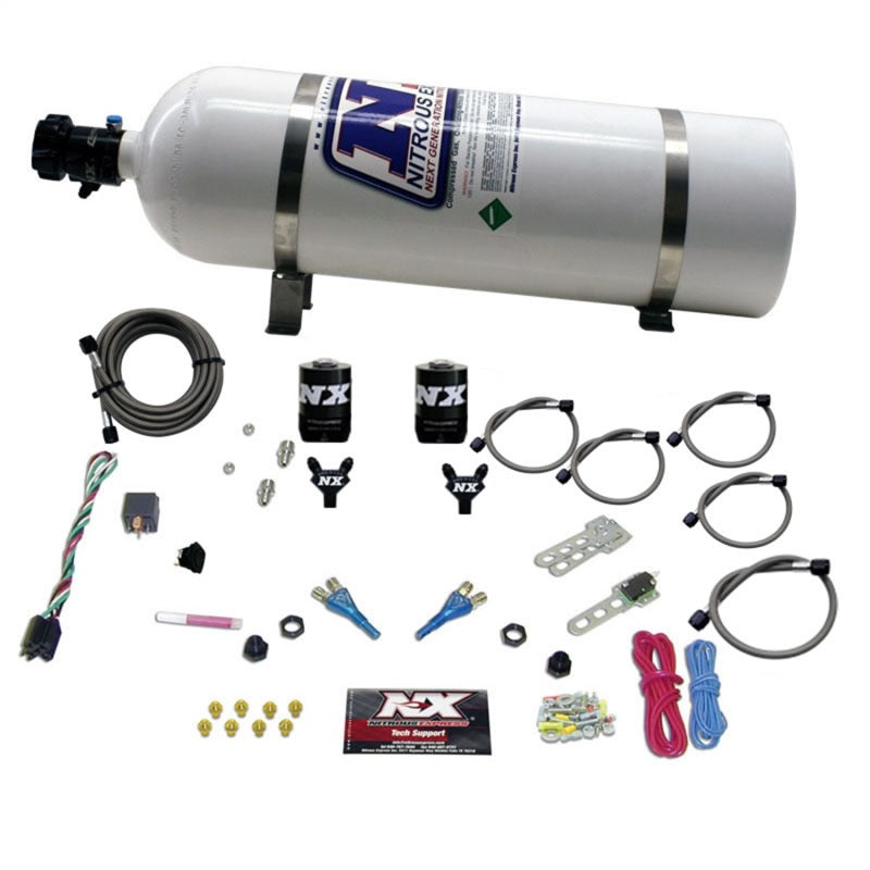 Load image into Gallery viewer, Nitrous Express Dodge EFI Full Race Dual Nozzle Nitrous Kit (100-300HP) w/15lb Bottle
