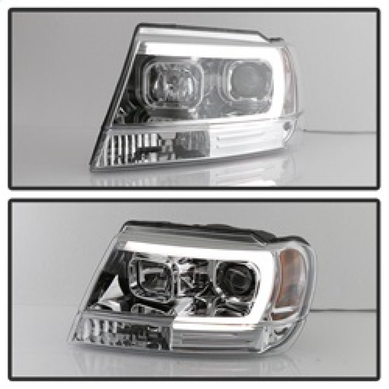 Load image into Gallery viewer, Spyder 99-04 Jeep Grand Cherokee Projector Headlights - Light Bar DRL LED - Chrome
