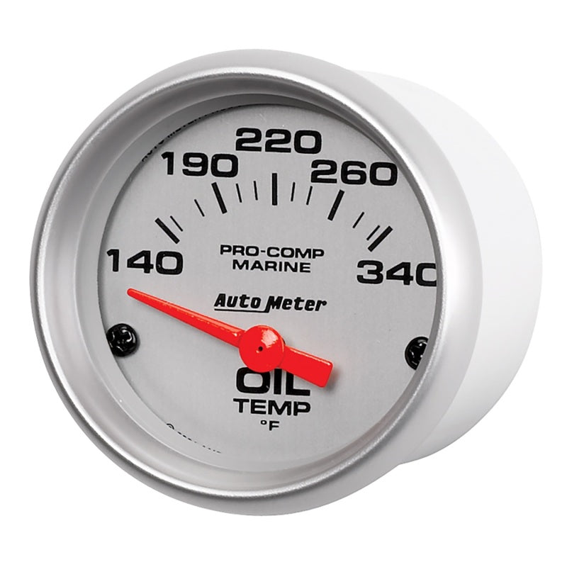 Load image into Gallery viewer, Autometer Marine Silver Ultra-Lite 2-1/16in Electric Oil Temperature Gauge 140-300 Deg F
