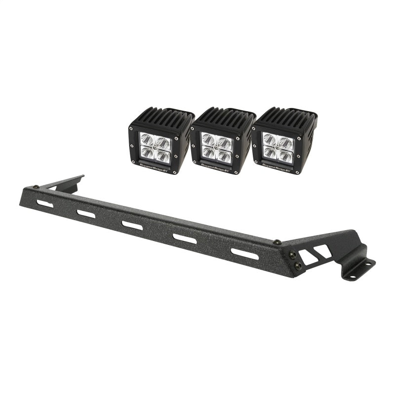 Load image into Gallery viewer, Rugged Ridge 07-18 Jeep Wrangler JK Black 3 Sqaure LED Hood Mounted Light Bar Kit

