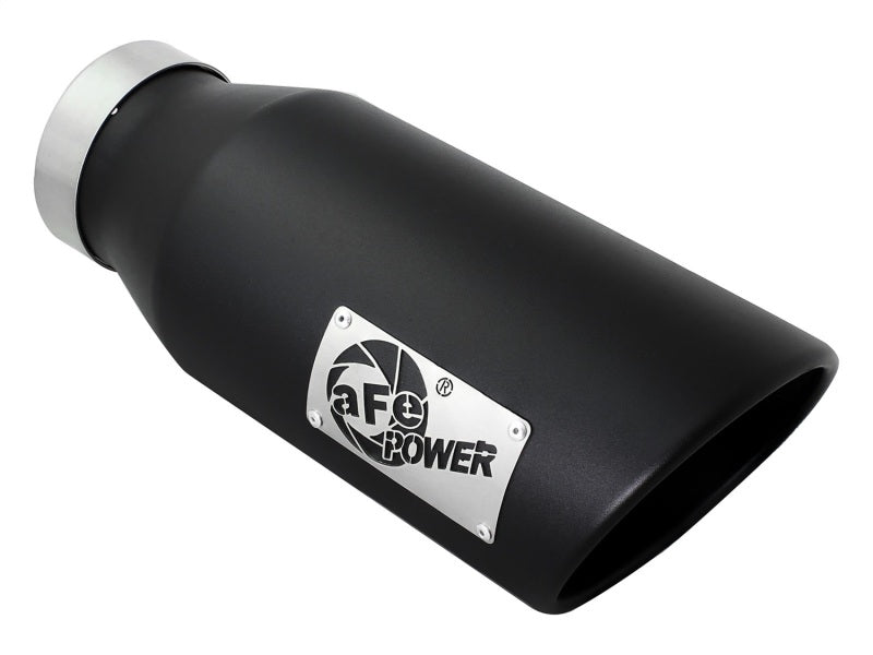 Load image into Gallery viewer, aFe Power MACH Force-Xp 4in In x 6in Out x 15in L Driver Side Clamp-On 4in 409 SS Exhaust Tip-Black
