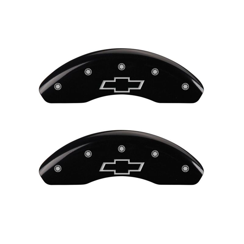 Load image into Gallery viewer, MGP 4 Caliper Covers Engraved Front &amp; Rear Gen 5/SS Black finish silver ch
