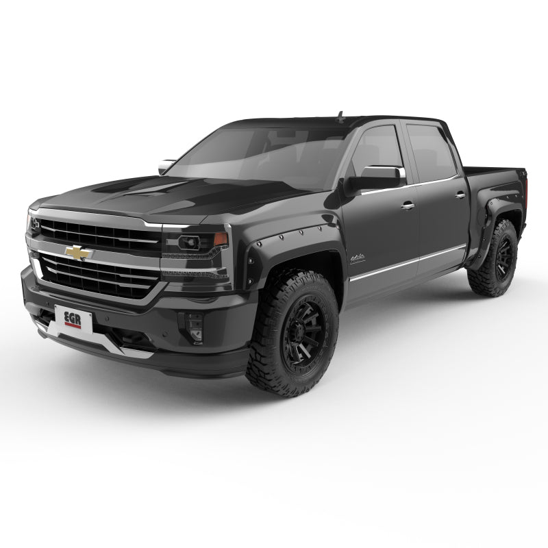 Load image into Gallery viewer, EGR 14+ Chev Silverado 5ft Bed Bolt-On Look Color Match Fender Flares - Set - Black
