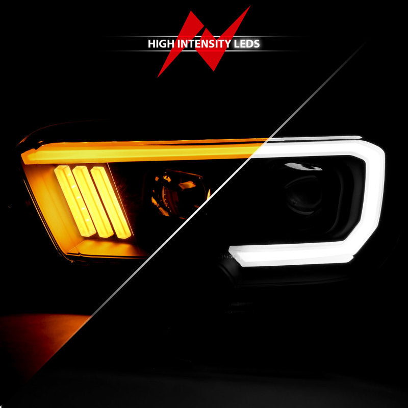 Load image into Gallery viewer, ANZO 2016-2017 Toyota Tacoma Projector Headlights w/ Plank Style Switchback Black w/ Amber
