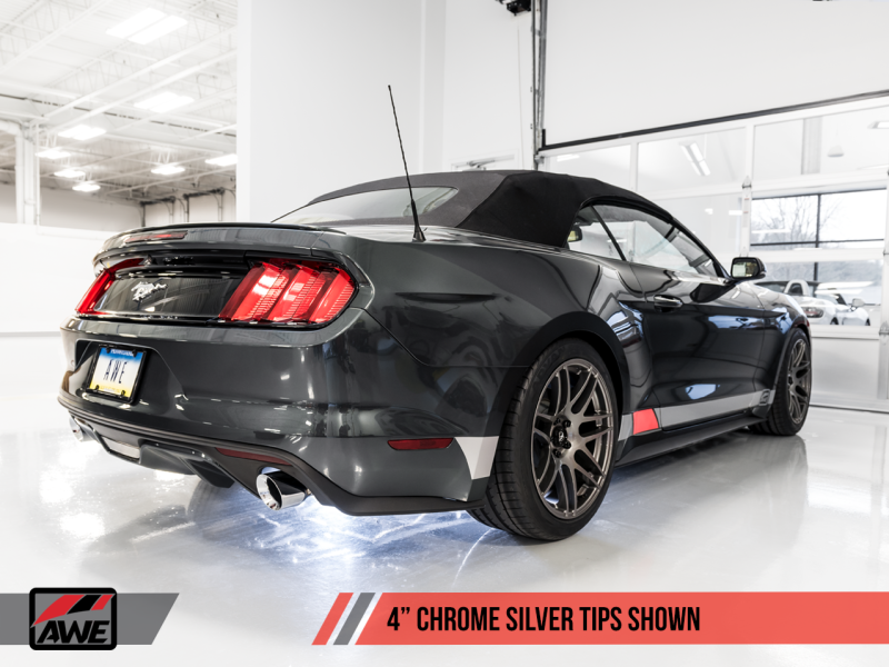 Load image into Gallery viewer, AWE Tuning S550 Mustang EcoBoost Axle-Back Exhaust - Touring Edition (Chrome Silver Tips)
