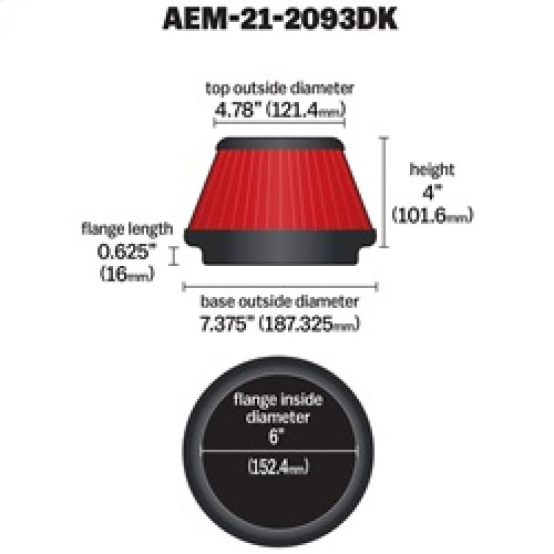 Load image into Gallery viewer, AEM 6 in x 4 in Dryflow Tapered Conical Air Filter
