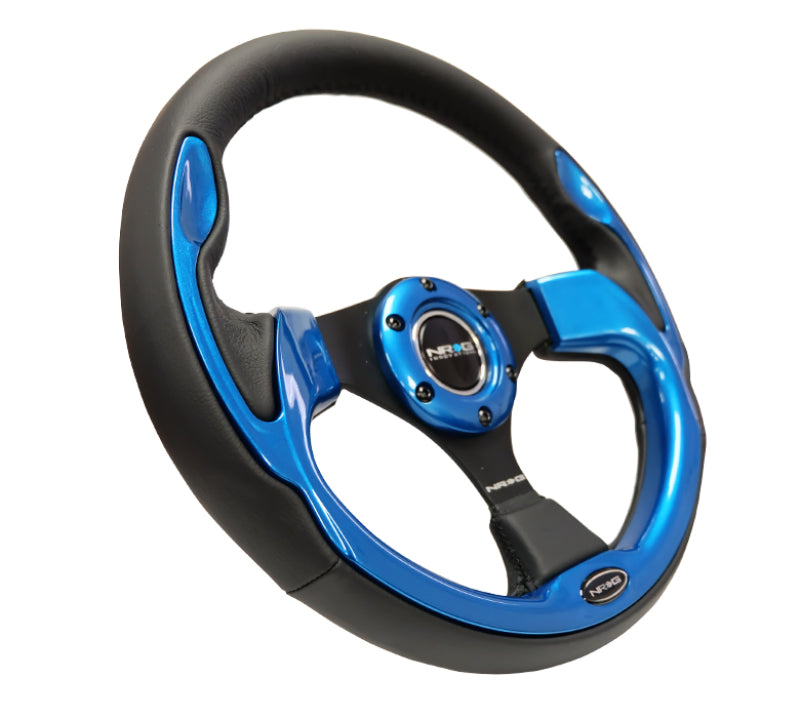 Load image into Gallery viewer, NRG Reinforced Steering Wheel (320mm) Blk w/Blue Trim
