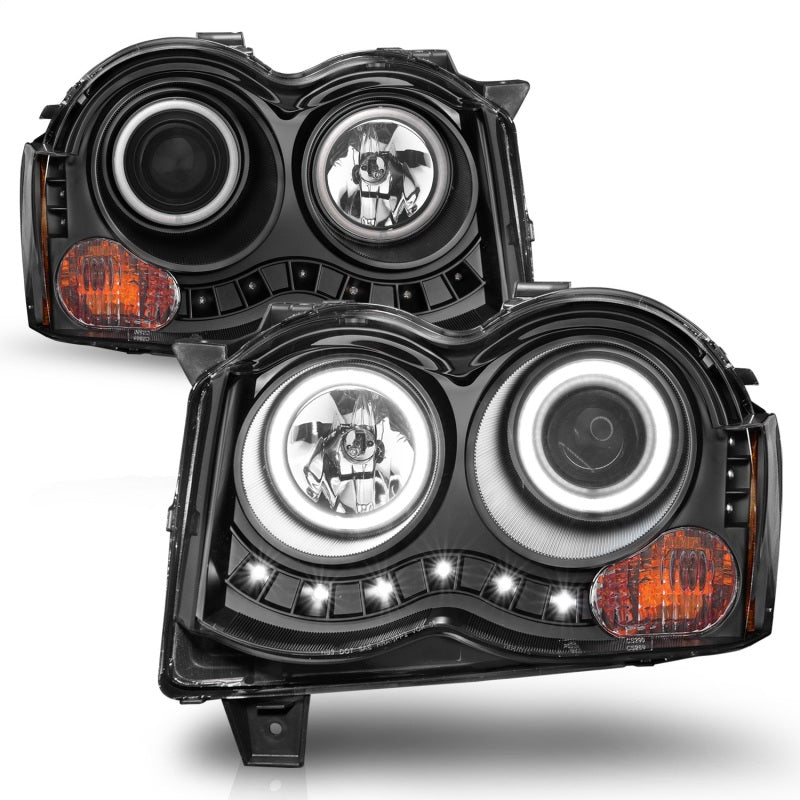 Load image into Gallery viewer, ANZO 2008-2010 Jeep Grand Cherokee Projector Headlights w/ Halo Black (CCFL)
