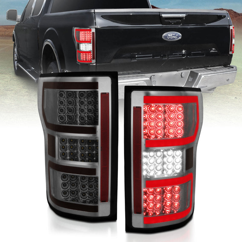 Load image into Gallery viewer, ANZO 18-19 Ford F-150 LED Taillights Smoke
