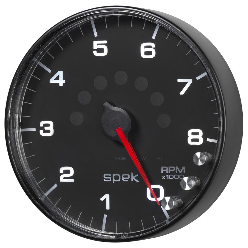 Load image into Gallery viewer, Autometer Spek-Pro Gauge Tachometer 5in 8K Rpm W/Shift Light &amp; Peak Mem Black/Black
