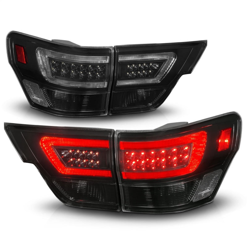Load image into Gallery viewer, ANZO 11-13 Jeep Grand Cherokee LED Taillights w/ Lightbar Black Housing/Smoke Lens 4pcs
