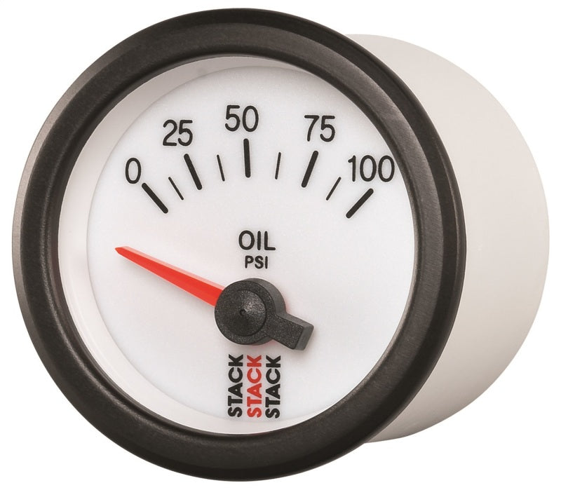 Load image into Gallery viewer, Autometer Stack 52mm 0-100 PSI 1/8in NPTF Electric Oil Pressure Gauge - White
