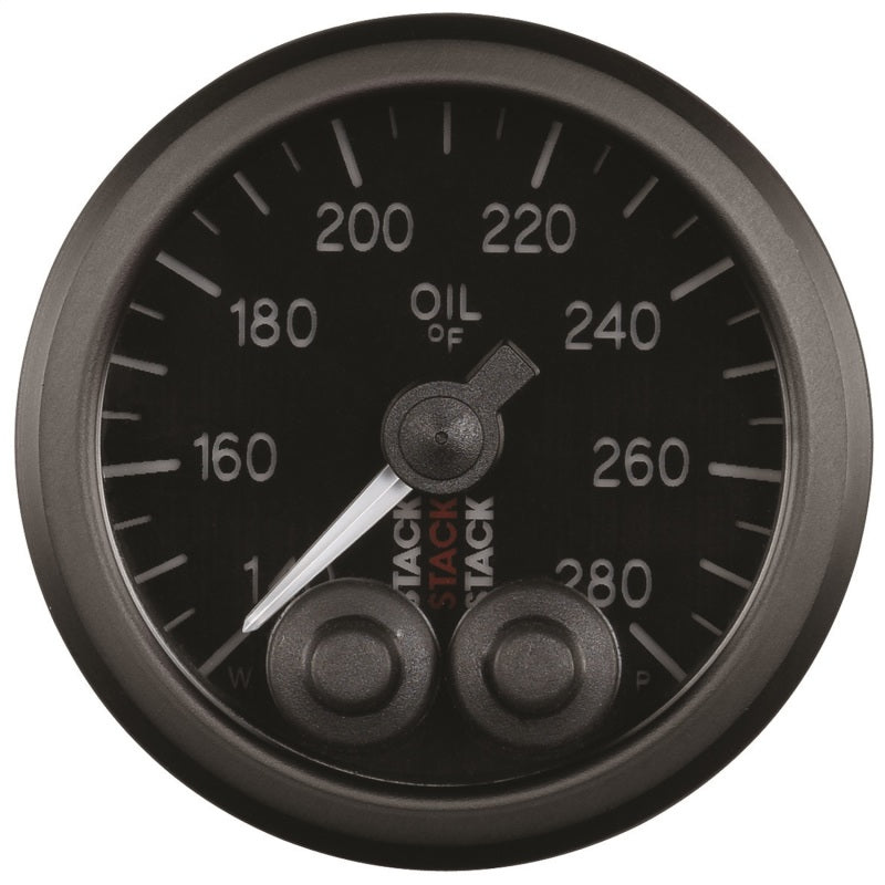 Load image into Gallery viewer, Autometer Stack Instruments 52mm 140-280 Deg F 1/8in NPTF Male Pro Control Oil Temp Gauge - Black
