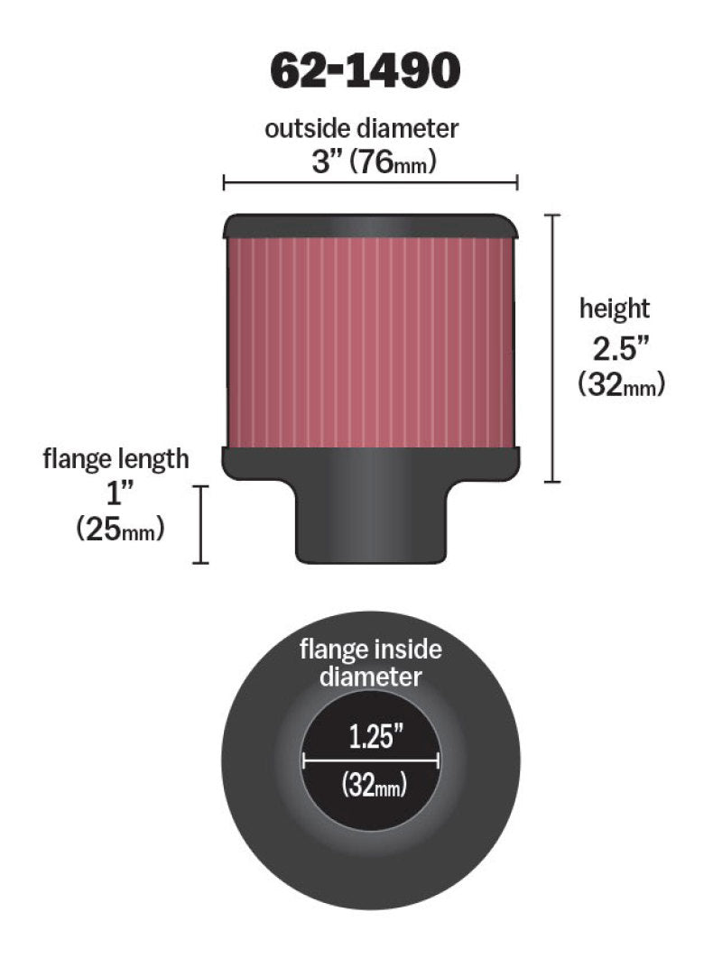 Load image into Gallery viewer, K&amp;N Rubber Base Chrome Top Push-In Crankcase Vent Filter 3in OD x 2-1/2in H.
