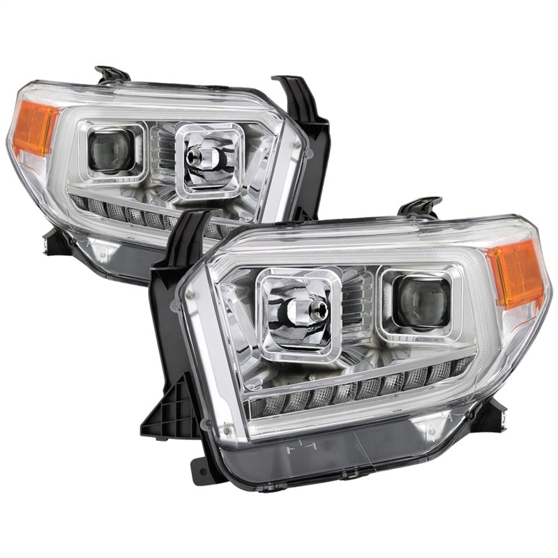 Load image into Gallery viewer, xTune 14-17 Toyota Tundra DRL LED Light Bar Projector Headlights - Chrome (PRO-JH-TTU14-LB-C)
