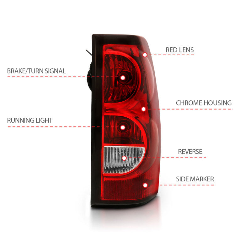 Load image into Gallery viewer, ANZO 2004-2007 Chevy Silverado Taillight Red/Clear Lens w/Black Trim (OE Replacement)
