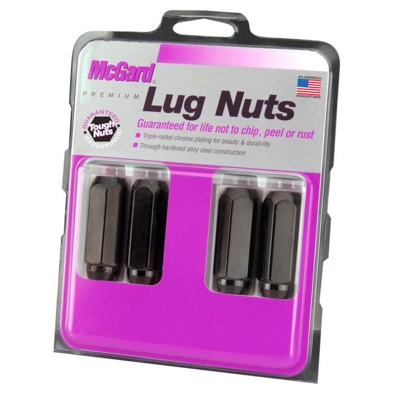 Load image into Gallery viewer, McGard Hex Lug Nut (Cone Seat) M14X2.0 / 13/16 Hex / 2.25in. Length (4-Pack) - Black
