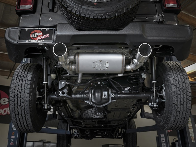 Load image into Gallery viewer, aFe Rebel Series 2.5in 409 SS Cat-Back Exhaust w/ Polished Tips 2018+ Jeep Wrangler (JL) V6 3.6L
