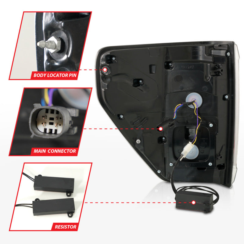 Load image into Gallery viewer, ANZO 21-23 Ford F-150 LED Taillights Seq. Signal w/BLIS Cover - Black (For Factory Halogen ONLY)
