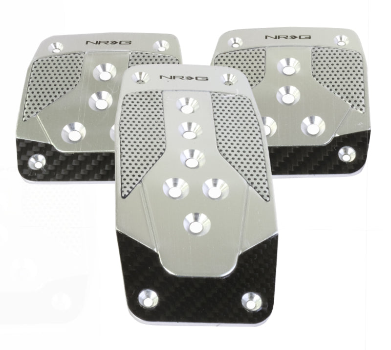 Load image into Gallery viewer, NRG Aluminum Sport Pedal M/T - Silver w/Black Carbon
