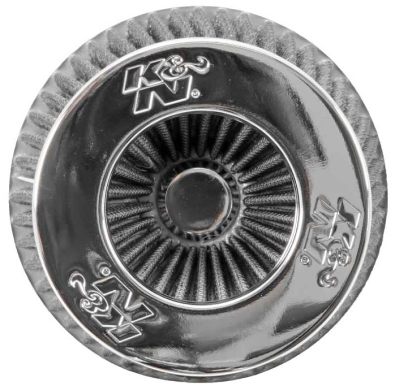 Load image into Gallery viewer, K&amp;N Universal Filter Chrome Round Tapered White - 4in Flange ID x 1.125in Flange Length x 5.5in H
