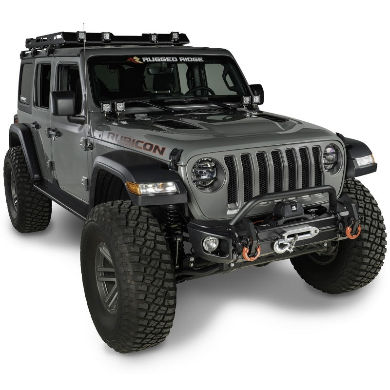 Load image into Gallery viewer, Rugged Ridge 18-20 Jeep Wrangler JL/JT Arcus Front Bumper Set w/ Overrider
