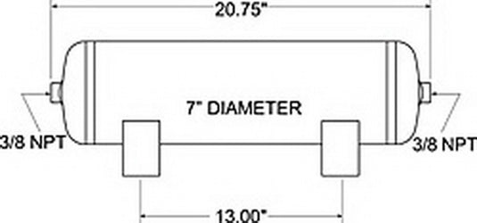 Firestone Air Tank 3 Gallon 7in. x 20.75in. (2) 3/8in. NPT Ports 150 PSI Max - Black (WR17609229)