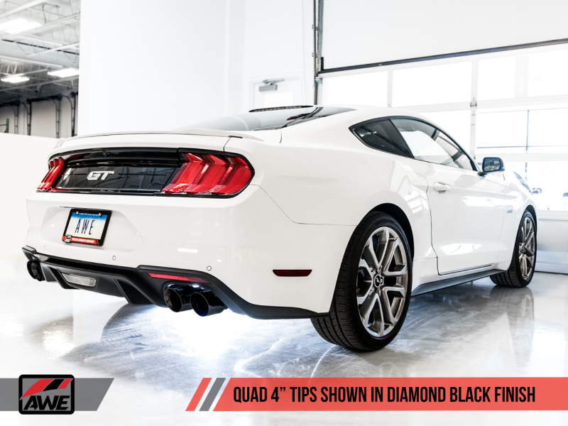 Load image into Gallery viewer, AWE Tuning 2018+ Ford Mustang GT (S550) Cat-Back Exhaust - Touring Edition (Quad Diamond Black Tips)
