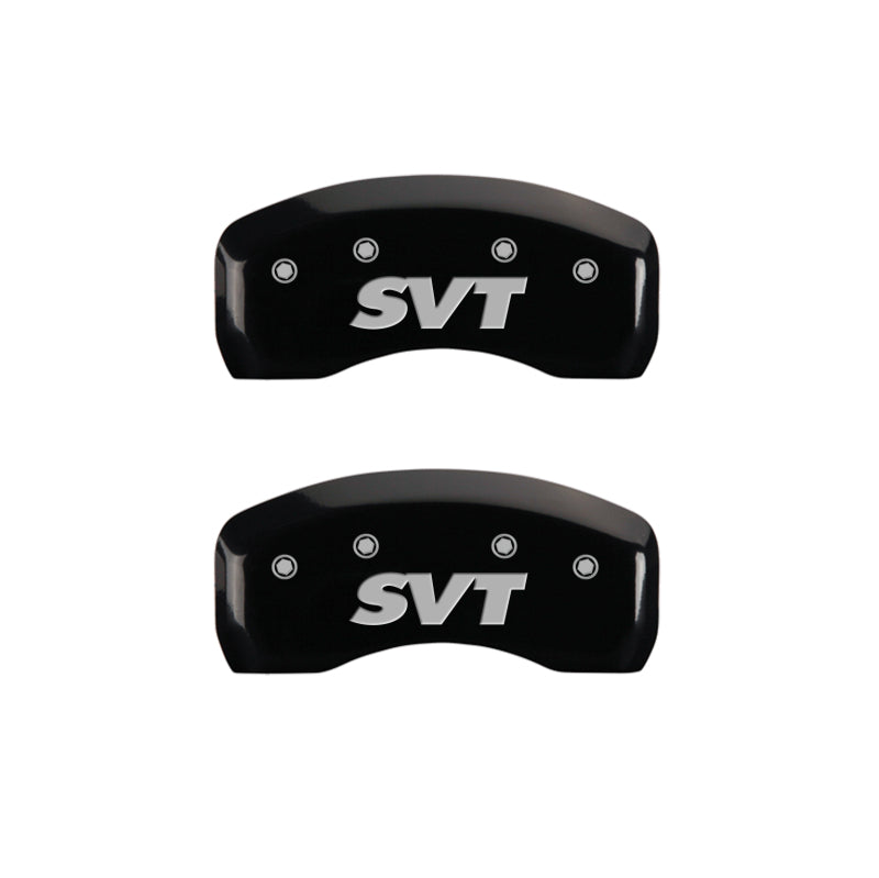 Load image into Gallery viewer, MGP 4 Caliper Covers Engraved Front &amp; Rear SVT Black finish silver ch
