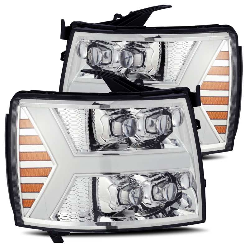 Load image into Gallery viewer, AlphaRex 07-13 Chevy 1500HD NOVA LED Proj Headlights Plank Style Chrm w/Activ Light/Seq Signal
