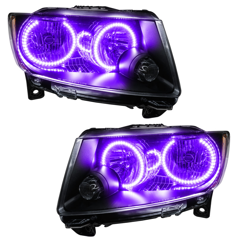 Load image into Gallery viewer, Oracle 11-13 Jeep Grand Cherokee Pre-Assembled Halo Headlights (Non HID) Chrome - UV/Purple
